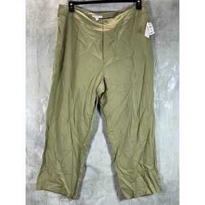 And Now This Women's Plus Size Olive Linen-Blend Straight-Leg Pants SZ 22W